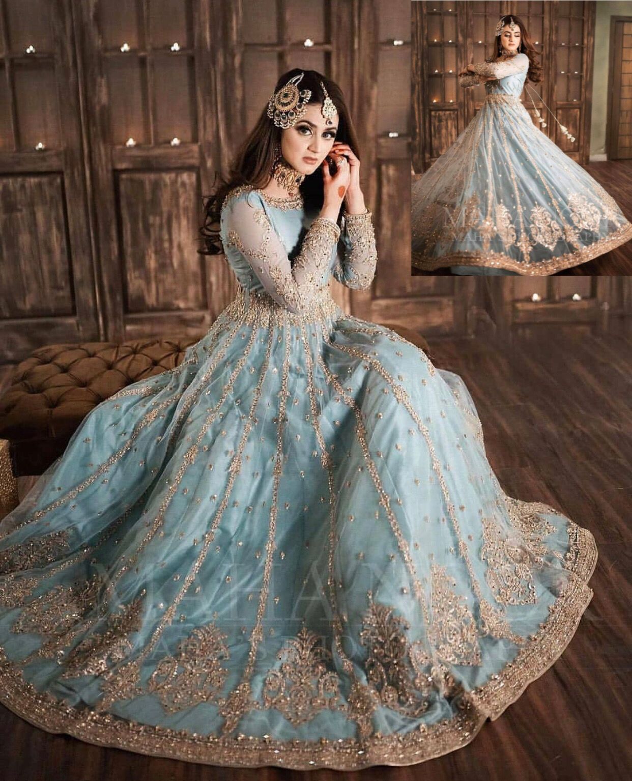 HIRA MANI RUEDAD E SAHR-A ravishing blush long frock Party wear dress master Repica now ready to deliver.......